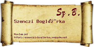 Szenczi Boglárka névjegykártya